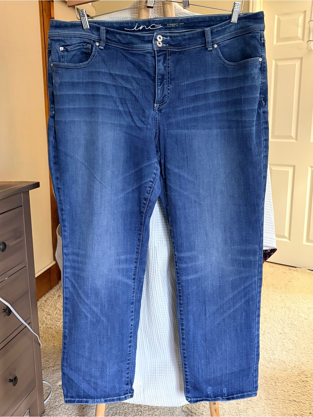 INC International Concepts Straight Leg Dark Blue Jeans 22W